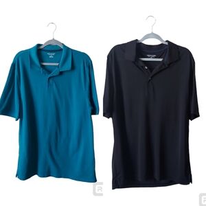 *Set of 2 Amazon Essentials Like New Mens Polo Shirts Black Teal Size Large